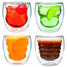 Curva Artisan Series Double Wall Beverage Glasses and Tumblers - Unique 8 oz Drinking Glasses